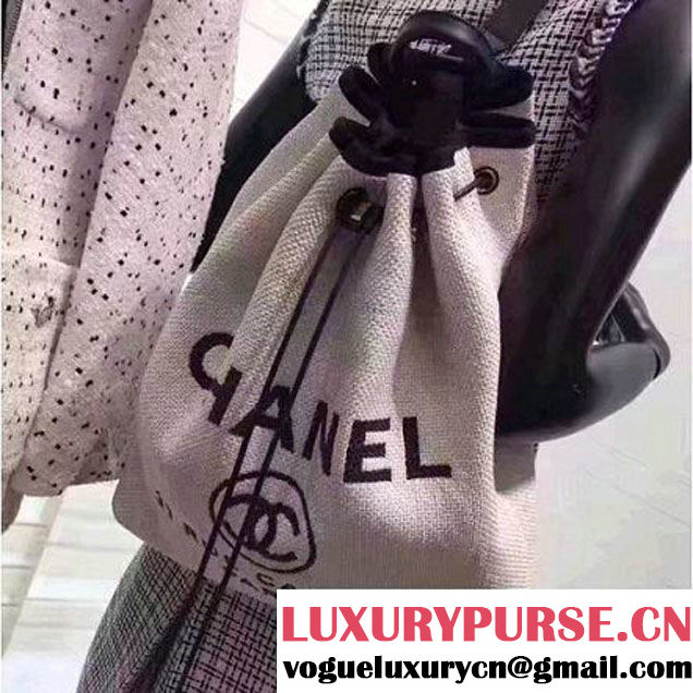 Chanel Deauville Canvas Drawstring Backpack Bag A93787 White 2017 (KN-7032104 )