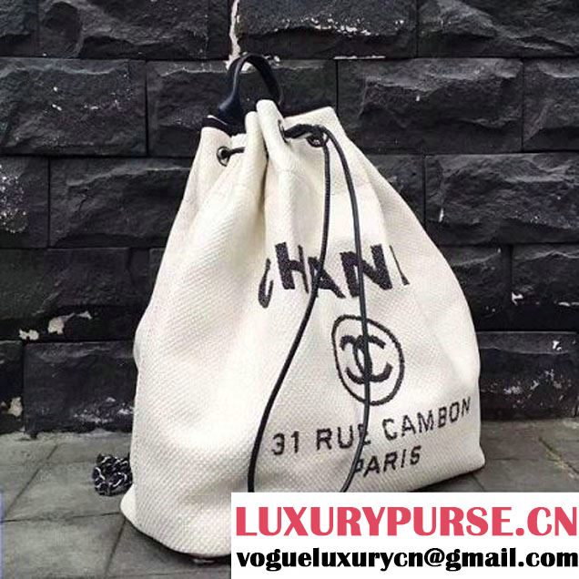 Chanel Deauville Canvas Drawstring Backpack Bag A93787 White 2017 (KN-7032104 )