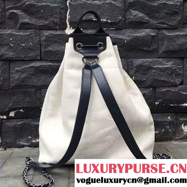 Chanel Deauville Canvas Drawstring Backpack Bag A93787 White 2017 (KN-7032104 )