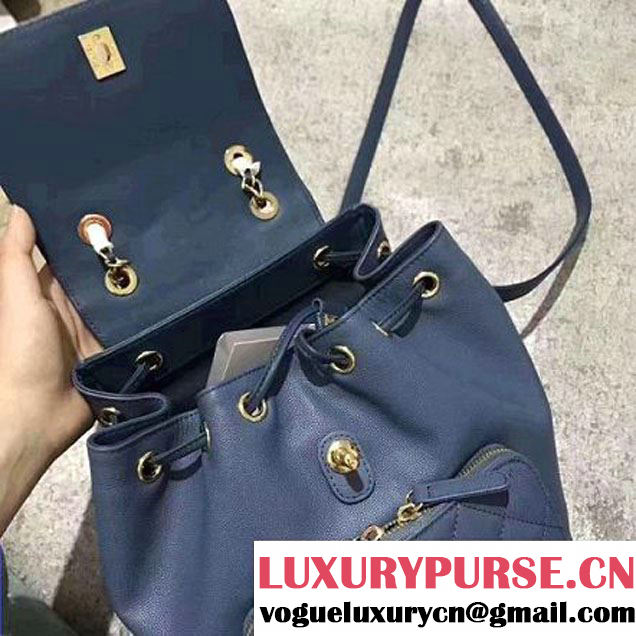 Chanel Grained Calfskin Business Affinity Backpack Bag A93748 Blue 2017 (1A145-7032117 )