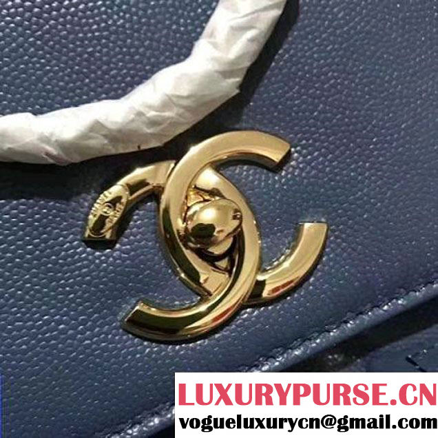 Chanel Grained Calfskin Business Affinity Backpack Bag A93748 Blue 2017 (1A145-7032117 )
