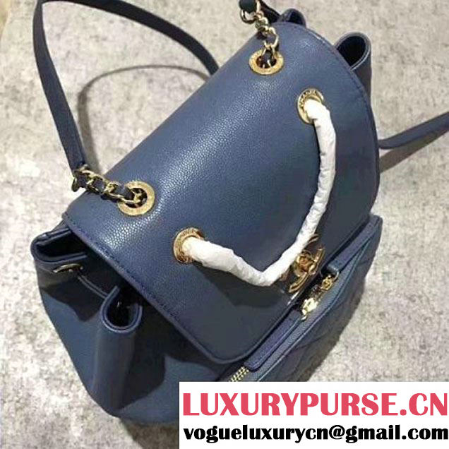 Chanel Grained Calfskin Business Affinity Backpack Bag A93748 Blue 2017 (1A145-7032117 )