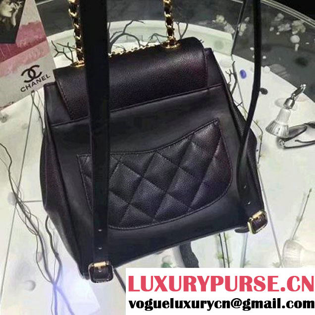 Chanel Grained Calfskin Business Affinity Backpack Bag A93748 Black 2017 (1A145-7032118 )