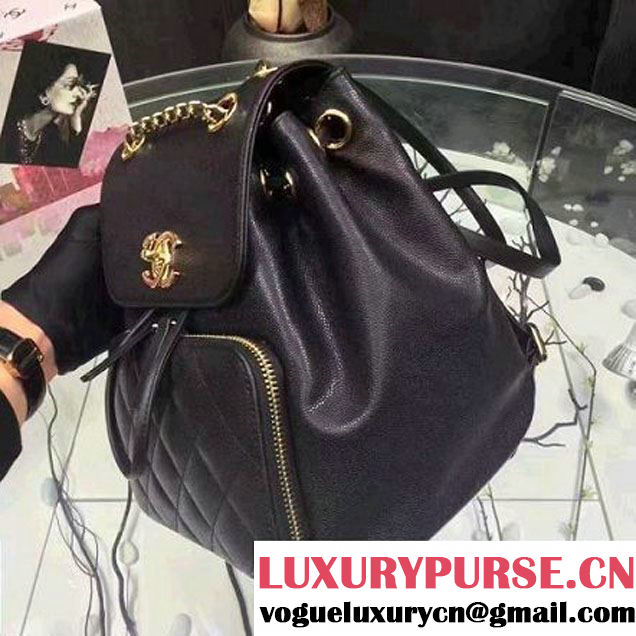 Chanel Grained Calfskin Business Affinity Backpack Bag A93748 Black 2017 (1A145-7032118 )