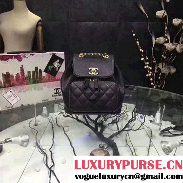 Chanel Grained Calfskin Business Affinity Backpack Bag A93748 Black 2017 (1A145-7032118 )