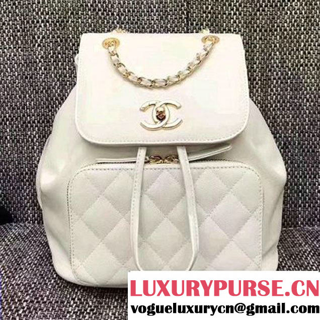 Chanel Grained Calfskin Business Affinity Backpack Bag A93748 White 2017 (1A145-7032119 )