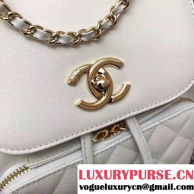 Chanel Grained Calfskin Business Affinity Backpack Bag A93748 White 2017 (1A145-7032119 )
