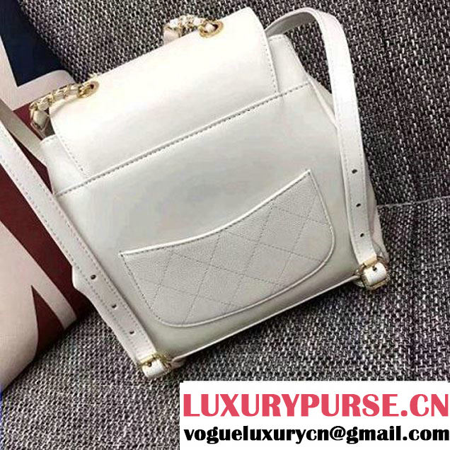 Chanel Grained Calfskin Business Affinity Backpack Bag A93748 White 2017 (1A145-7032119 )