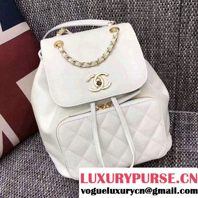Chanel Grained Calfskin Business Affinity Backpack Bag A93748 White 2017 (1A145-7032119 )
