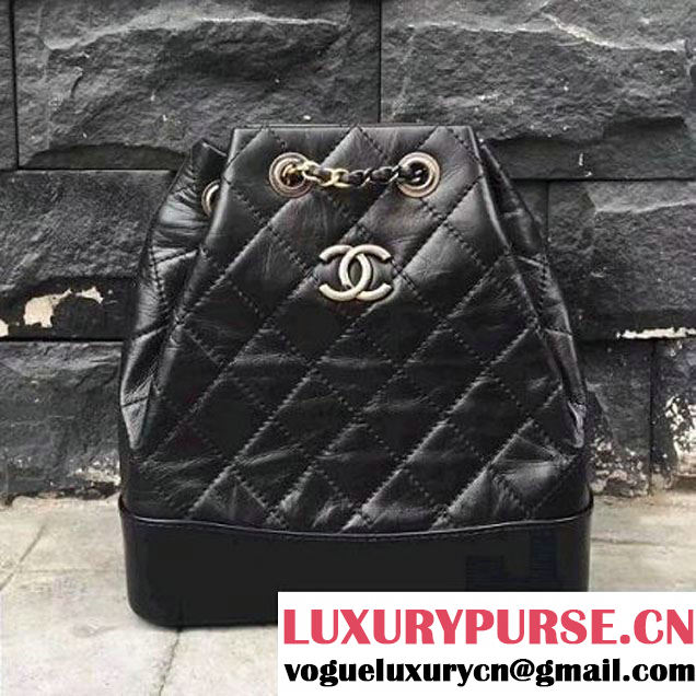 Chanel Gabrielle Backpack Bag A94485 Black 2017 (2A143-7041007 )