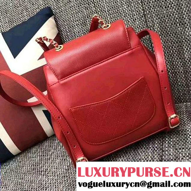 Chanel Grained Calfskin Business Affinity Backpack Bag A93748 Red 2017 (1A145-7041014 )