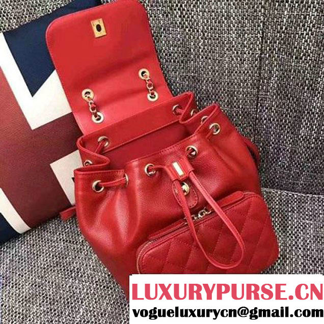 Chanel Grained Calfskin Business Affinity Backpack Bag A93748 Red 2017 (1A145-7041014 )