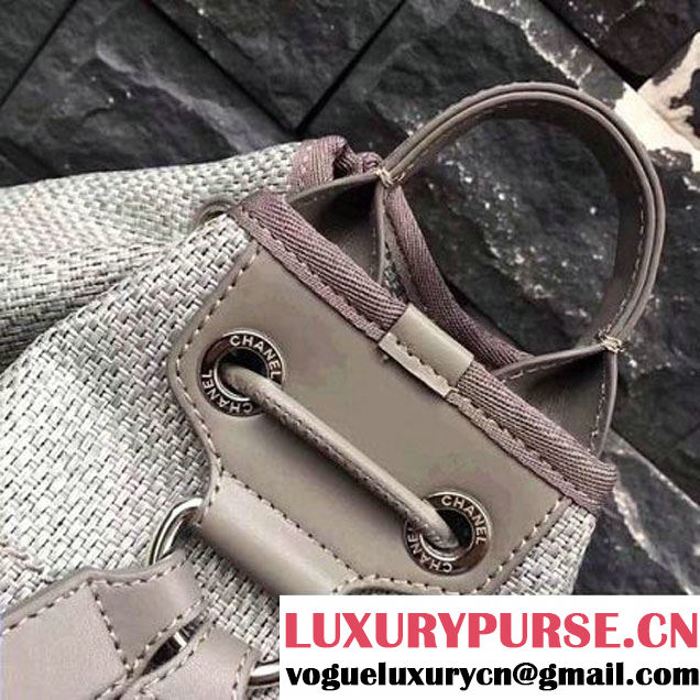 Chanel Deauville Canvas Drawstring Backpack Bag A93787 Grey 2017 (2A143-7042601 )