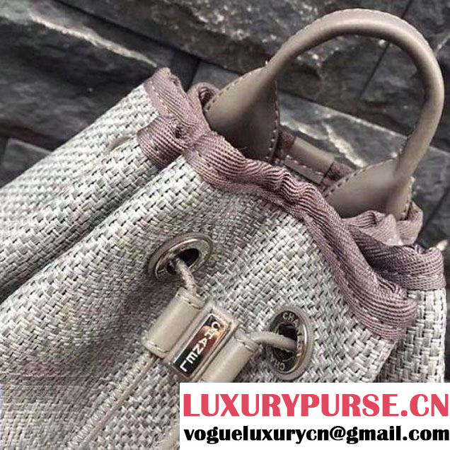 Chanel Deauville Canvas Drawstring Backpack Bag A93787 Grey 2017 (2A143-7042601 )