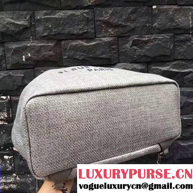 Chanel Deauville Canvas Drawstring Backpack Bag A93787 Grey 2017 (2A143-7042601 )