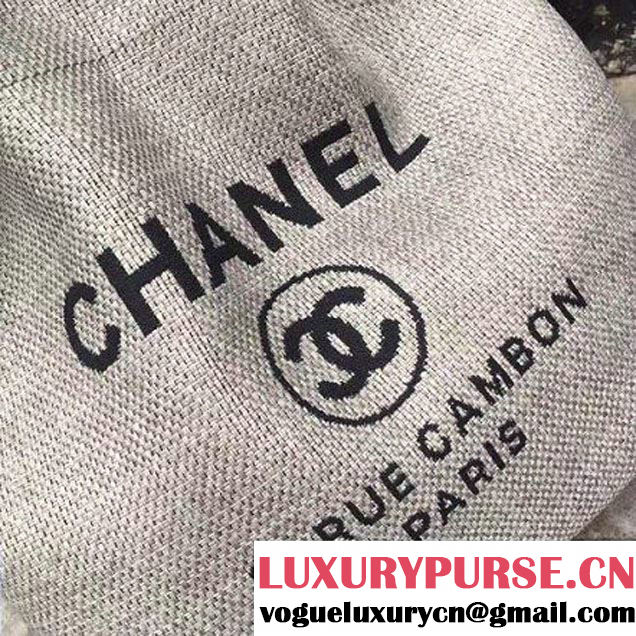 Chanel Deauville Canvas Drawstring Backpack Bag A93787 Grey 2017 (2A143-7042601 )