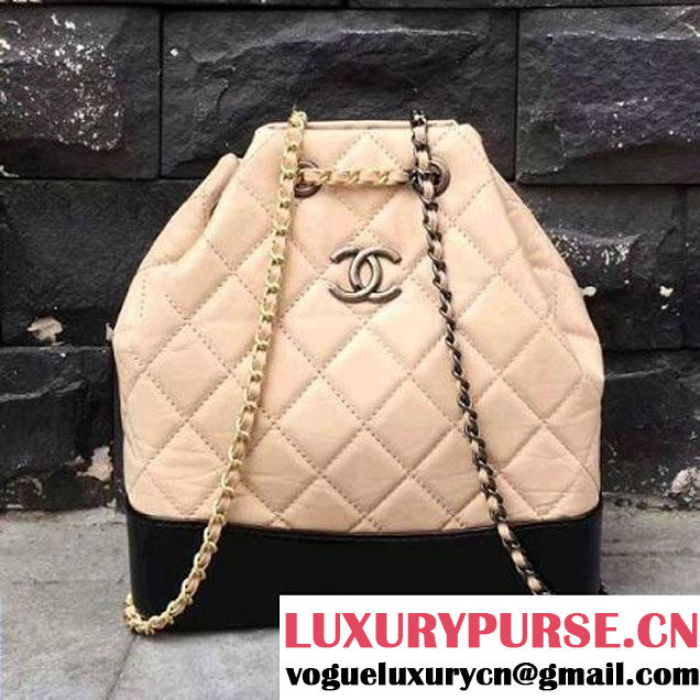 Chanel Gabrielle Backpack Bag A94485 Beige/Black 2017 (2A143-7050404 )