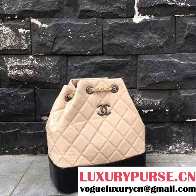 Chanel Gabrielle Backpack Bag A94485 Beige/Black 2017 (2A143-7050404 )