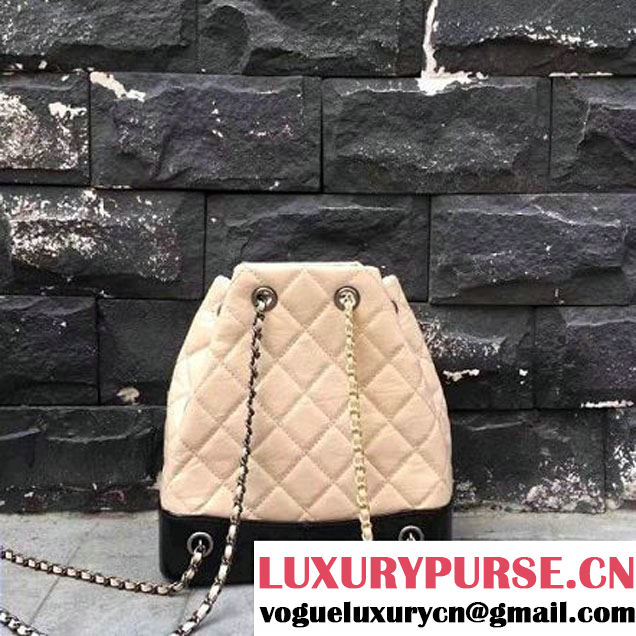Chanel Gabrielle Backpack Bag A94485 Beige/Black 2017 (2A143-7050404 )