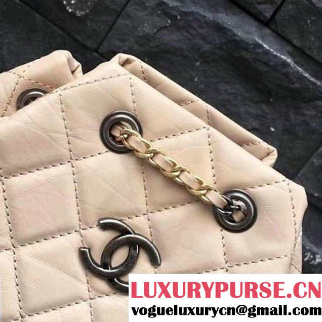Chanel Gabrielle Backpack Bag A94485 Beige/Black 2017 (2A143-7050404 )