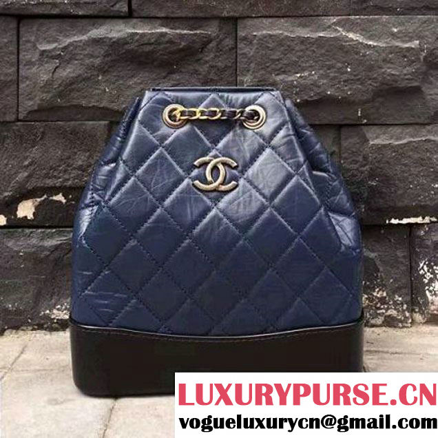 Chanel Gabrielle Backpack Bag A94485 Blue/Black 2017 (2A143-7050405 )