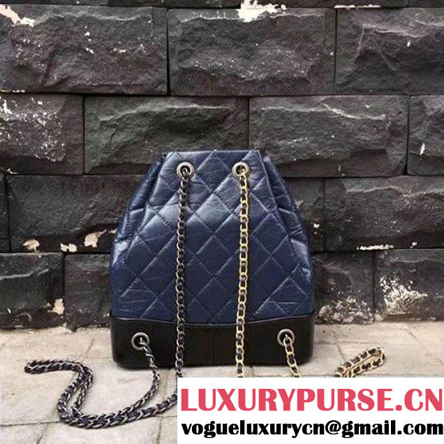 Chanel Gabrielle Backpack Bag A94485 Blue/Black 2017 (2A143-7050405 )