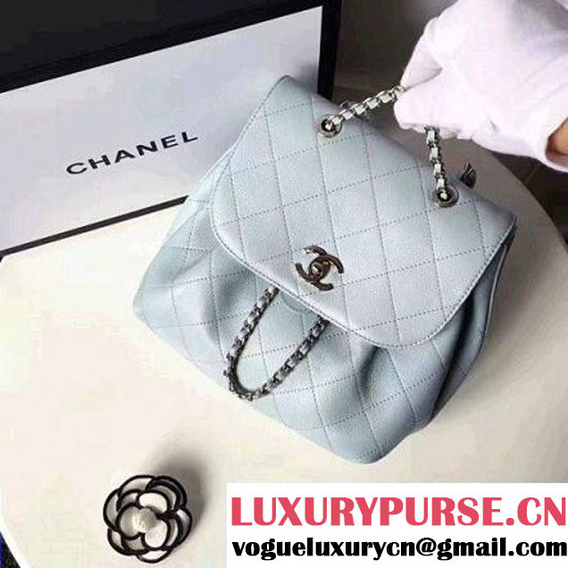 Chanel Calfskin Flap Drawing Backpack Pale Blue 2017 (1A145-7061219 )