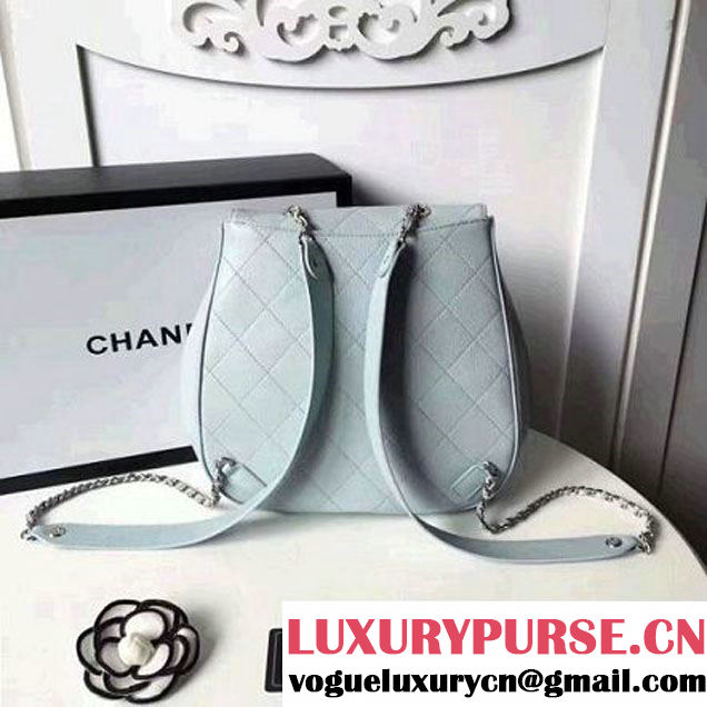 Chanel Calfskin Flap Drawing Backpack Pale Blue 2017 (1A145-7061219 )