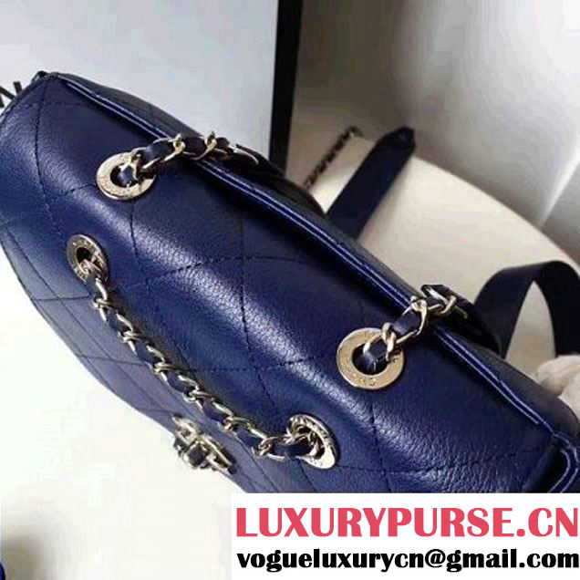 Chanel Calfskin Flap Drawing Backpack Navy Blue 2017 (1A145-7061220 )