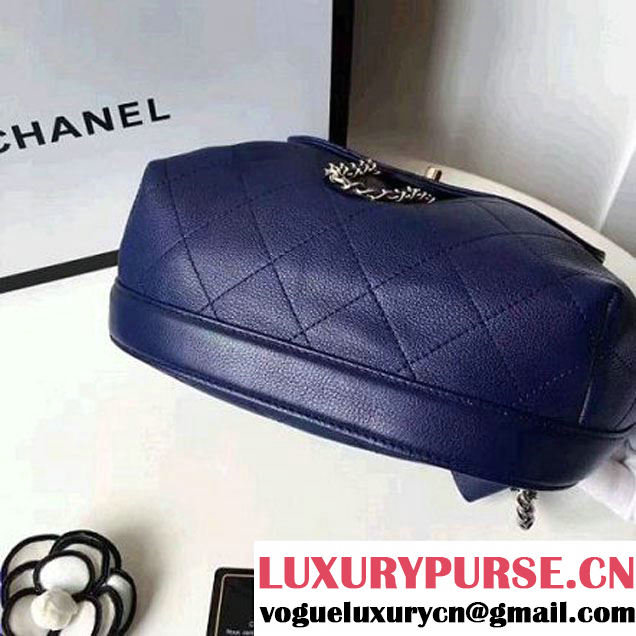 Chanel Calfskin Flap Drawing Backpack Navy Blue 2017 (1A145-7061220 )