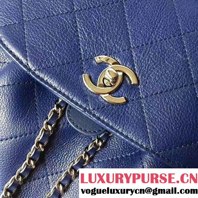 Chanel Calfskin Flap Drawing Backpack Navy Blue 2017 (1A145-7061220 )