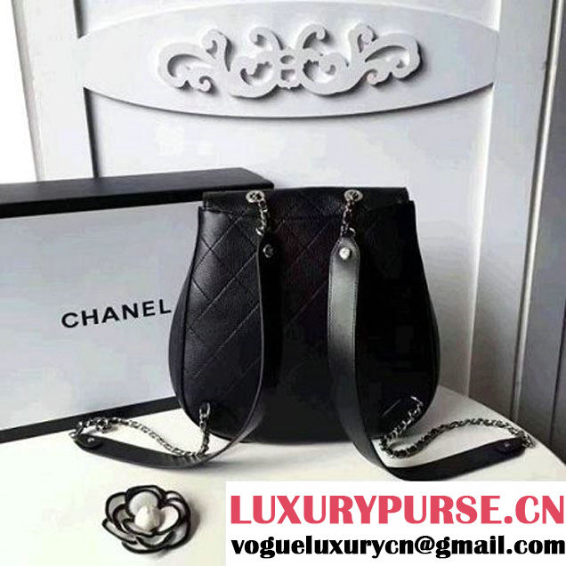 Chanel Calfskin Flap Drawing Backpack Black 2017 (1A145-7061221 )
