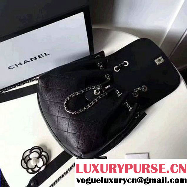 Chanel Calfskin Flap Drawing Backpack Black 2017 (1A145-7061221 )