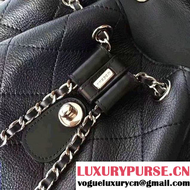 Chanel Calfskin Flap Drawing Backpack Black 2017 (1A145-7061221 )