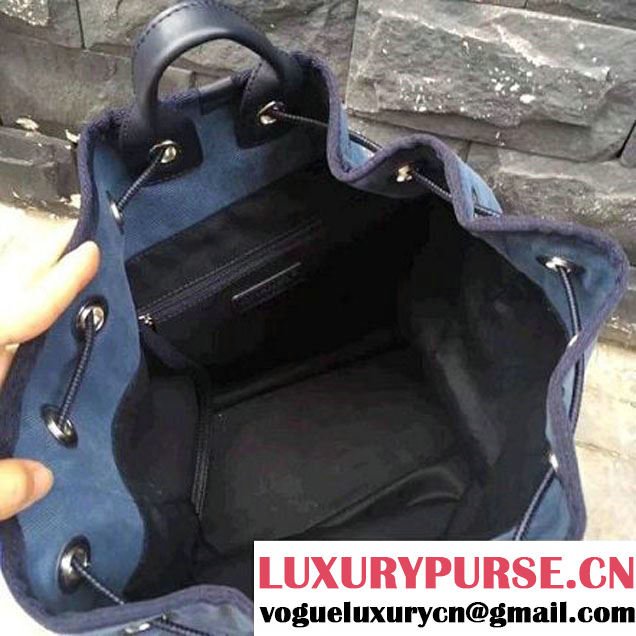 Chanel Sequin Deauville Canvas Sawstring Backpack Blue 2017 (2A015-7061619 )