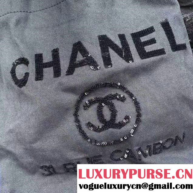 Chanel Sequin Deauville Canvas Sawstring Backpack Grey 2017 (2A015-7061620 )