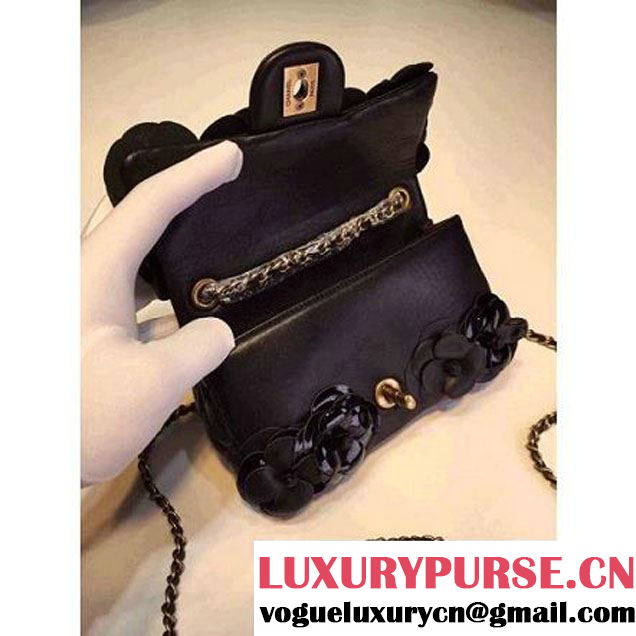 Chanel Lambskin and Calfskin Flap Bag Embellished With Hand-Stitched Camellias (1c88-032513 )