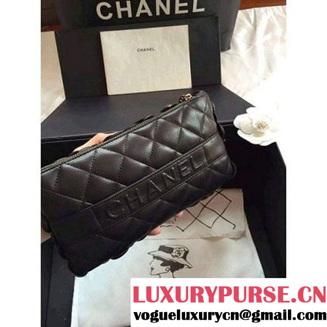 Chanel Lambskin and Calfskin Clutch Embellished With Black/Gold Hand-Stitched Camellias (2B019-3262 )