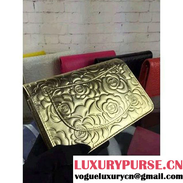 Chanel Camellia Lambskin Wallet On Chain Gold (2B041B-061310 )
