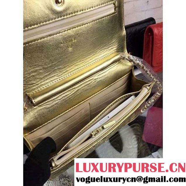 Chanel Camellia Lambskin Wallet On Chain Gold (2B041B-061310 )