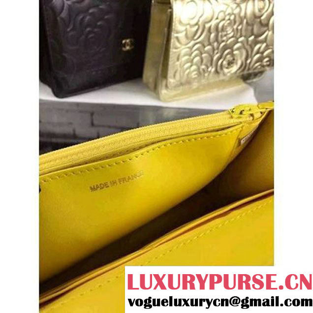 Chanel Camellia Lambskin Wallet On Chain Yellow (2B041B-061311 )