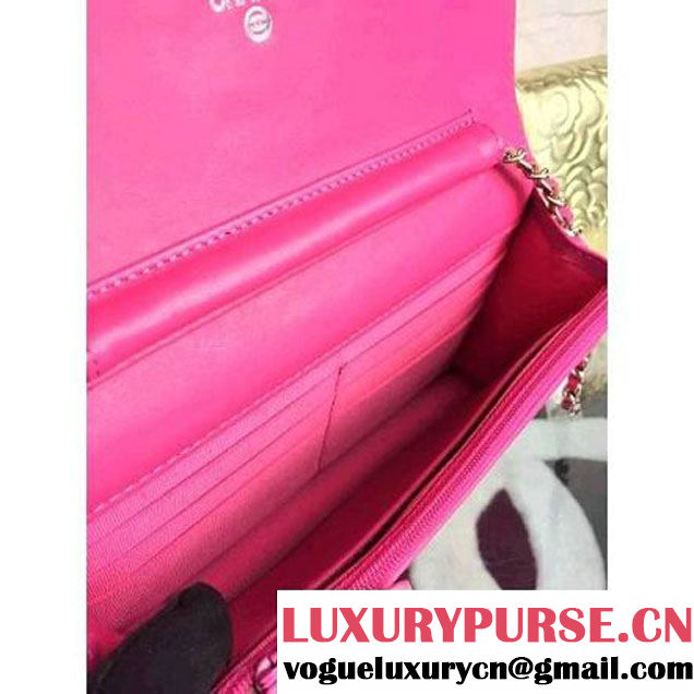 Chanel Camellia Lambskin Wallet On Chain Rosy (2B041B-061313 )