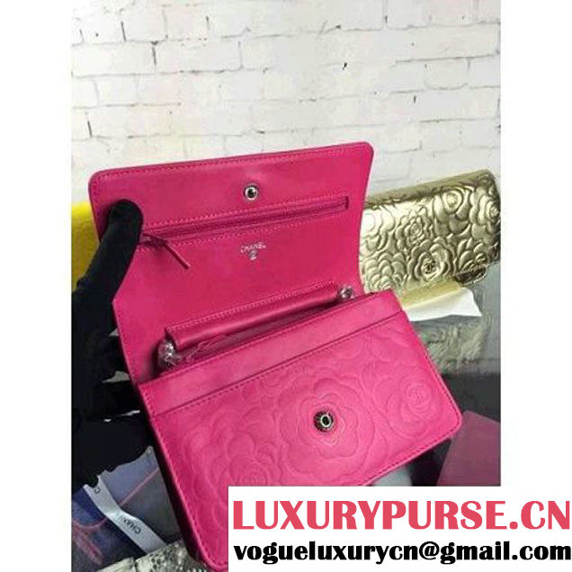 Chanel Camellia Lambskin Wallet On Chain Rosy (2B041B-061313 )