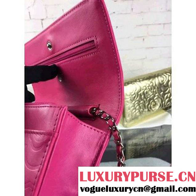 Chanel Camellia Lambskin Wallet On Chain Rosy (2B041B-061313 )