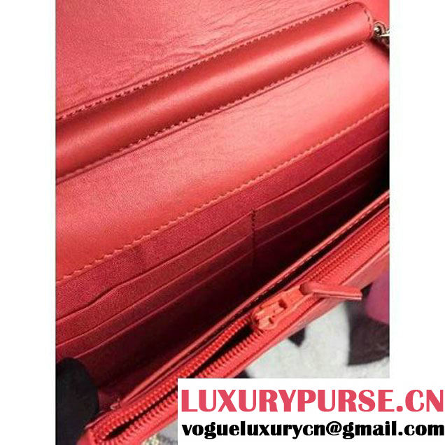 Chanel Camellia Lambskin Wallet On Chain Red (2B041B-061314 )