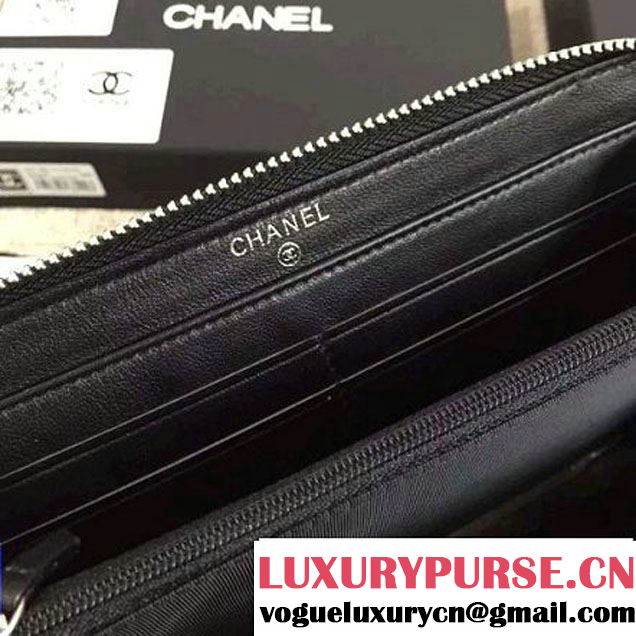 Chanel Lambskin Leather Camellia Zip-Around Long Wallet Black(SHW) (1c061-6051631 )
