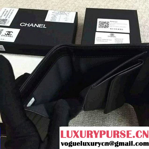 Chanel Black Lambskin Camellia Embossed Flap Wallet(SHW) (1c061-6051636 )