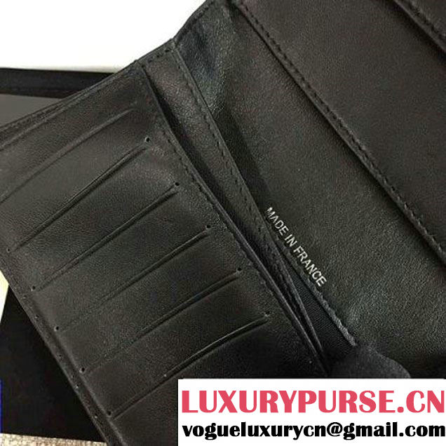 Chanel Black Lambskin Camellia Embossed Flap Wallet(SHW) (1c061-6051636 )