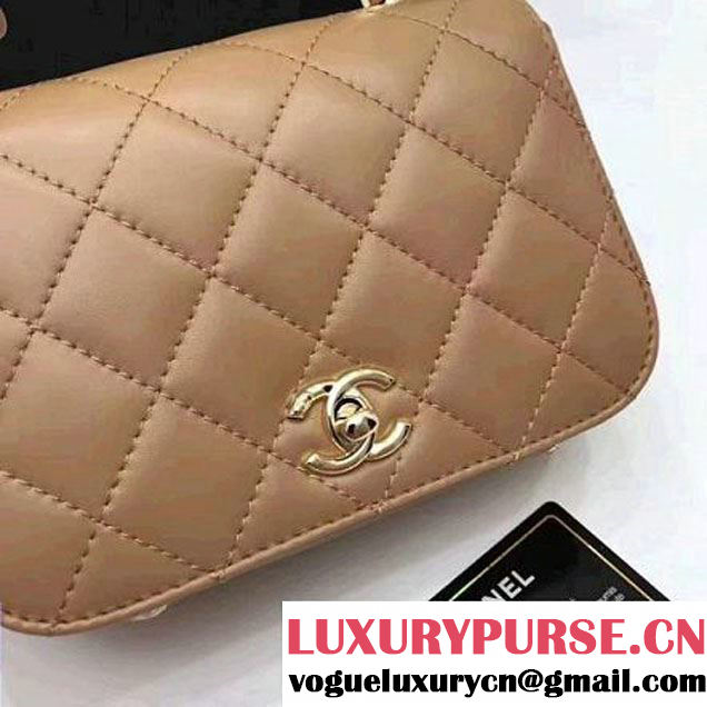 Chanel Carry Chic Small Top Handle Flap Bag A93751 Beige 2017 (1A145-7032121 )