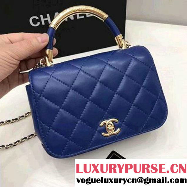 Chanel Carry Chic Small Top Handle Flap Bag A93751 Royal Blue 2017 (1A145-7032123 )